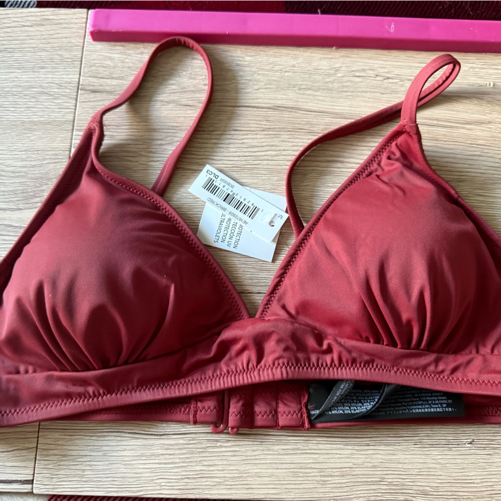 Amazon Essentials Women's Bikini Top in Rich Burgundy